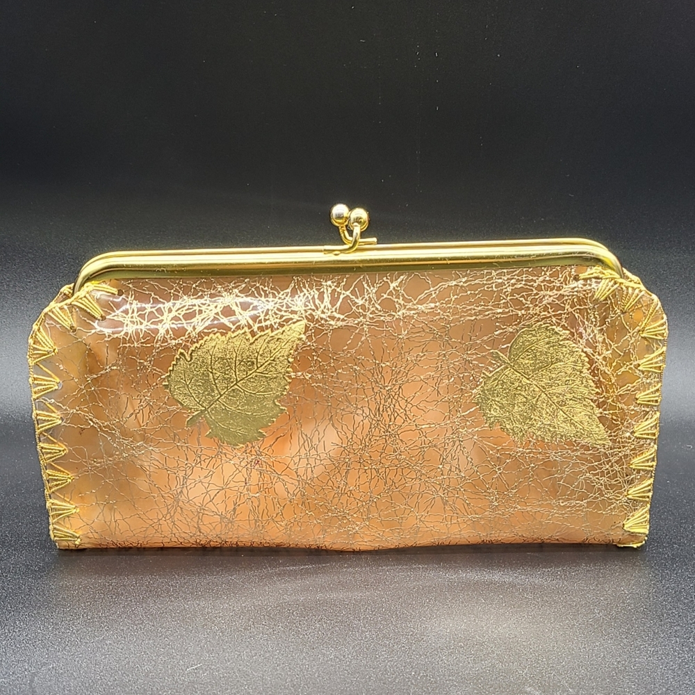 Vintage Leaf Gold Plastic Clutch